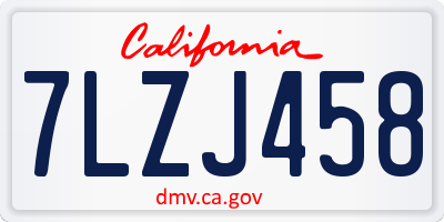 CA license plate 7LZJ458