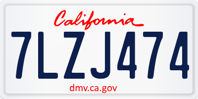 CA license plate 7LZJ474