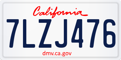 CA license plate 7LZJ476