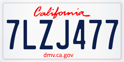 CA license plate 7LZJ477