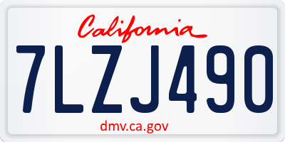 CA license plate 7LZJ490