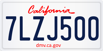 CA license plate 7LZJ500