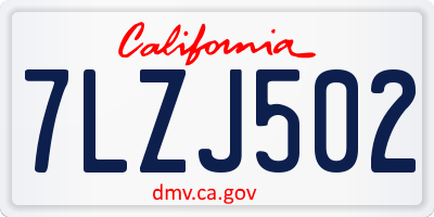 CA license plate 7LZJ502