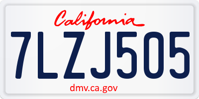 CA license plate 7LZJ505