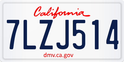 CA license plate 7LZJ514