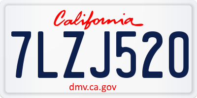 CA license plate 7LZJ520