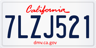 CA license plate 7LZJ521