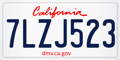 CA license plate 7LZJ523