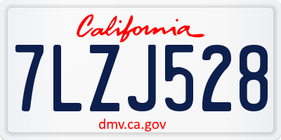 CA license plate 7LZJ528