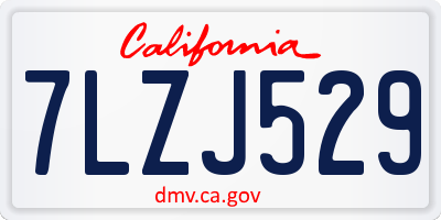 CA license plate 7LZJ529