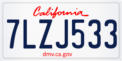 CA license plate 7LZJ533
