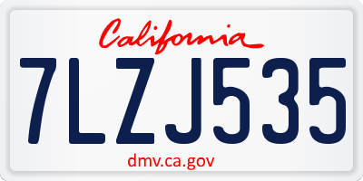 CA license plate 7LZJ535