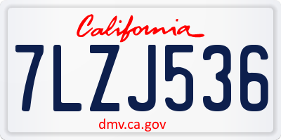 CA license plate 7LZJ536