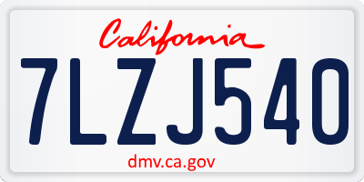 CA license plate 7LZJ540