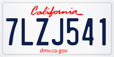 CA license plate 7LZJ541