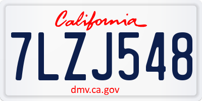 CA license plate 7LZJ548