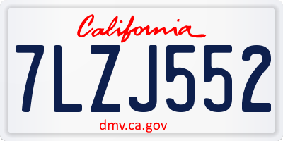 CA license plate 7LZJ552