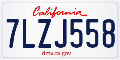 CA license plate 7LZJ558