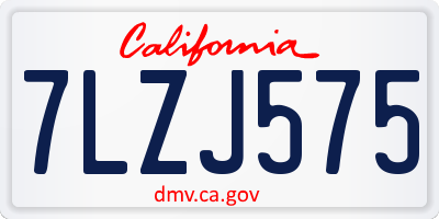 CA license plate 7LZJ575