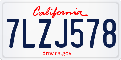 CA license plate 7LZJ578