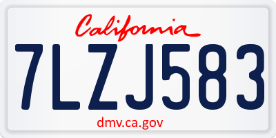 CA license plate 7LZJ583