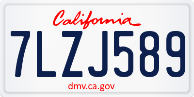 CA license plate 7LZJ589