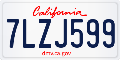 CA license plate 7LZJ599
