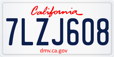 CA license plate 7LZJ608