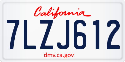 CA license plate 7LZJ612