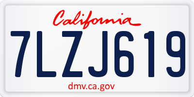 CA license plate 7LZJ619