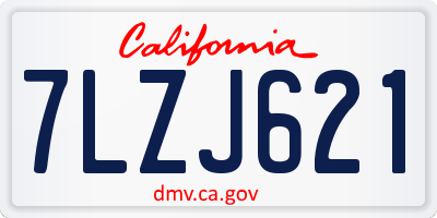 CA license plate 7LZJ621