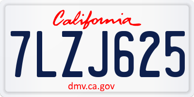 CA license plate 7LZJ625