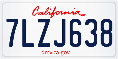 CA license plate 7LZJ638
