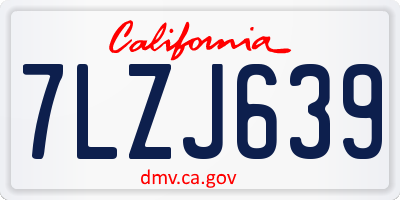CA license plate 7LZJ639