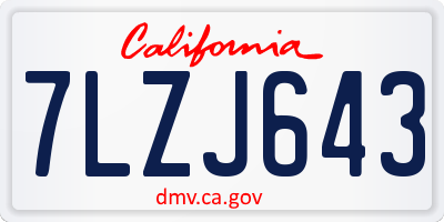 CA license plate 7LZJ643