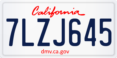 CA license plate 7LZJ645