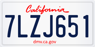 CA license plate 7LZJ651