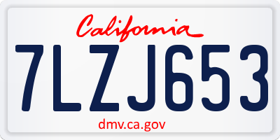 CA license plate 7LZJ653