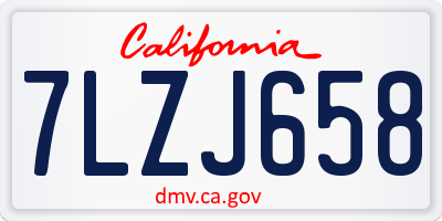 CA license plate 7LZJ658