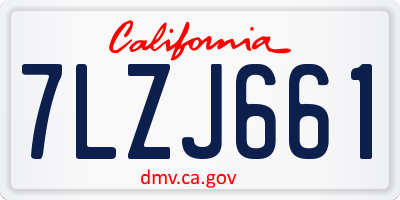 CA license plate 7LZJ661