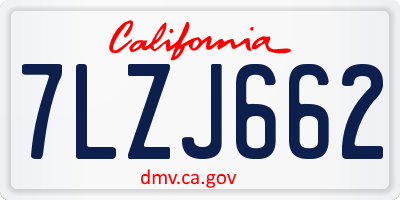 CA license plate 7LZJ662