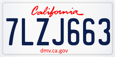 CA license plate 7LZJ663