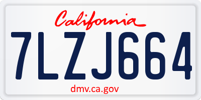 CA license plate 7LZJ664