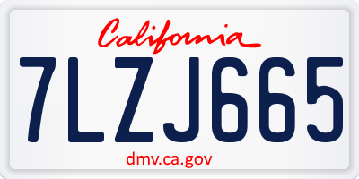 CA license plate 7LZJ665