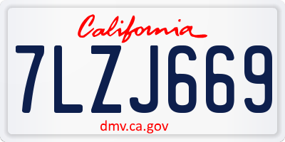 CA license plate 7LZJ669