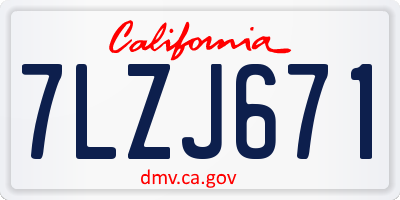CA license plate 7LZJ671