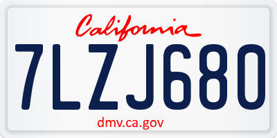 CA license plate 7LZJ680