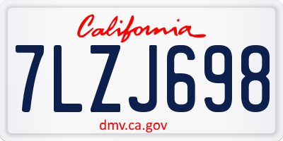 CA license plate 7LZJ698
