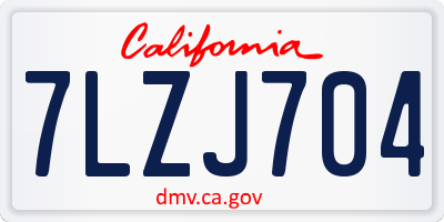 CA license plate 7LZJ704