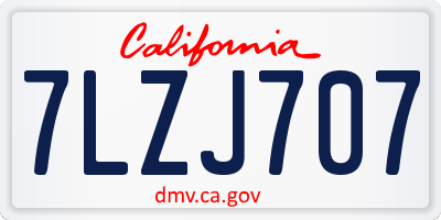 CA license plate 7LZJ707